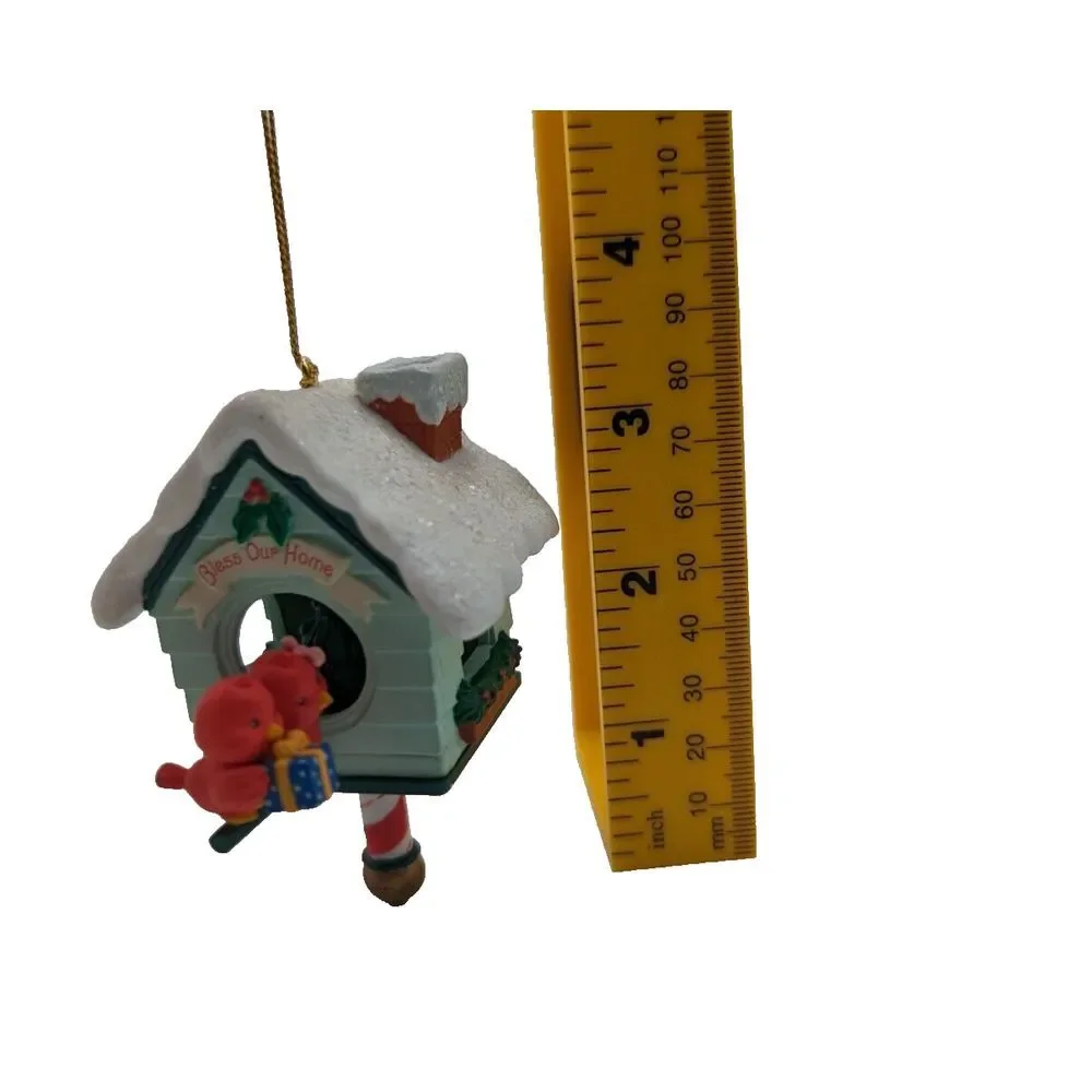 Bless Our Home Christmas Ornament Lustre Fame Cardinals‎ Bird House 1992